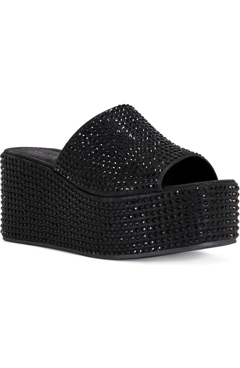 AZALEA WANG ARACHNA-BLACK RHINESTONE PLATFORM SANDAL - BLACK / 7 / WEDGE, Alternate, color, Black