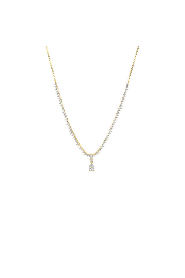 Pear Drop Half Tennis Chain Necklace, Main, color, Gold