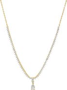 BY ADINA EDEN Pear Drop Half Tennis Chain Necklace