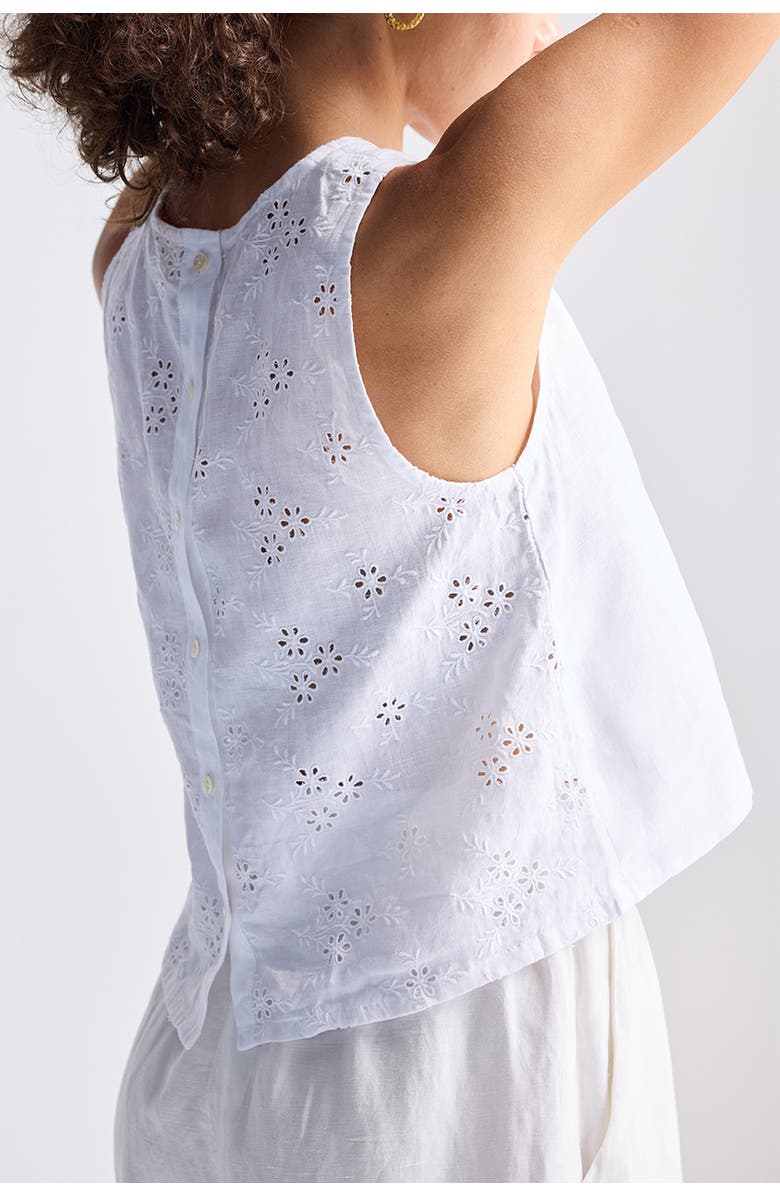 Reistor Button Back Embroidered Crop Top, Alternate, color, Coconut White