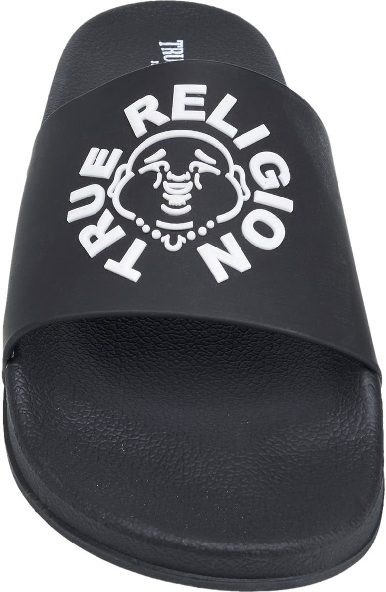 True Religion Tyler Buddha Logo pool Slide, Alternate, color, Black
