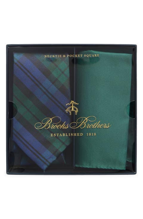 Black Watch Plaid Tie & Pocket Square Set