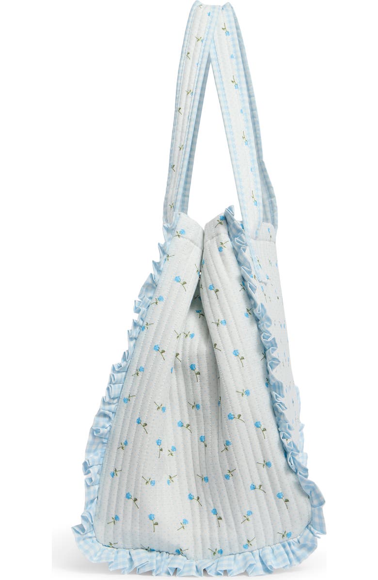 Madden Girl Floral Quilted Tote Bag with Pouch, Alternate, color, Blue Ditsy
