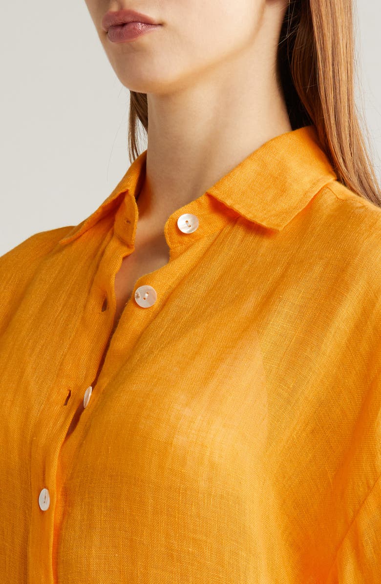 Vitamin A<sup>®</sup> Playa Oversize Linen Cover-Up Shirt, Alternate, color, Sunflower