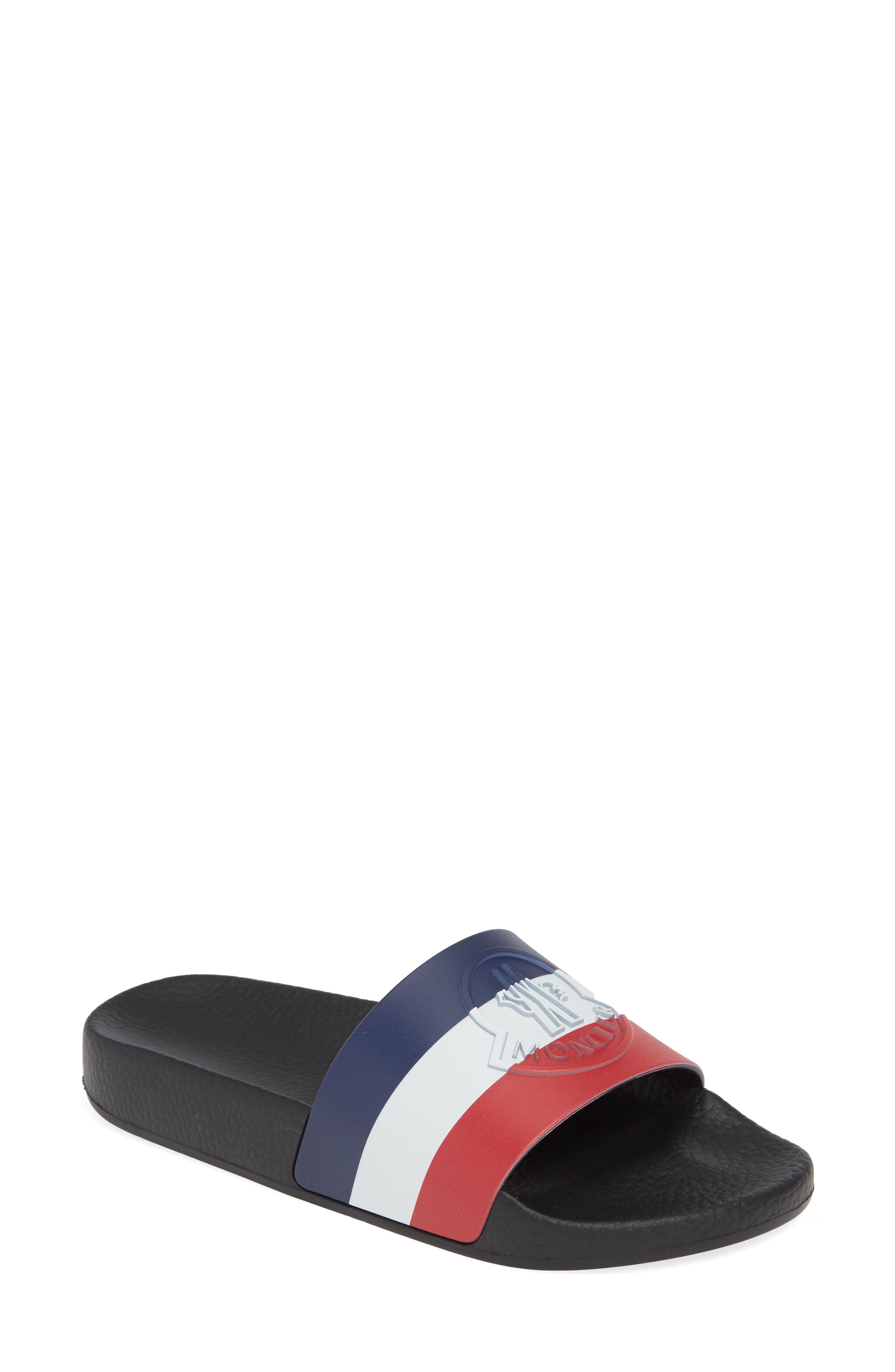 Moncler Jeanne Logo Embossed Slide Sandal, Main, color, 