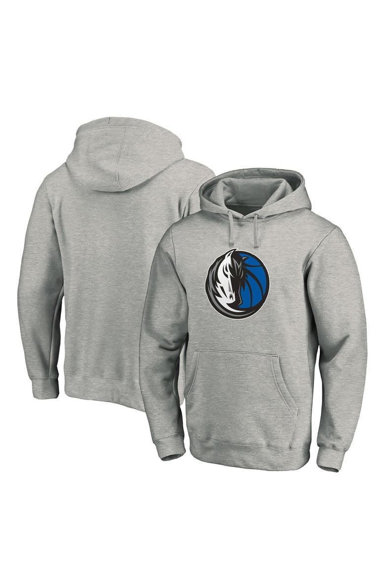 FANATICS Men's Fanatics Branded Heather Gray Dallas Mavericks Team Primary Logo Fitted Pullover Hoodie, Main, color, Heather Gray