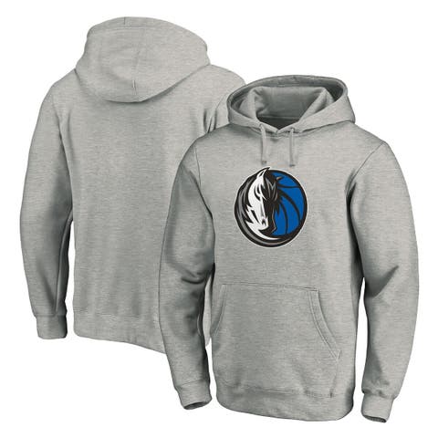 Men's Fanatics Branded Heather Gray Dallas Mavericks Team Primary Logo Fitted Pullover Hoodie