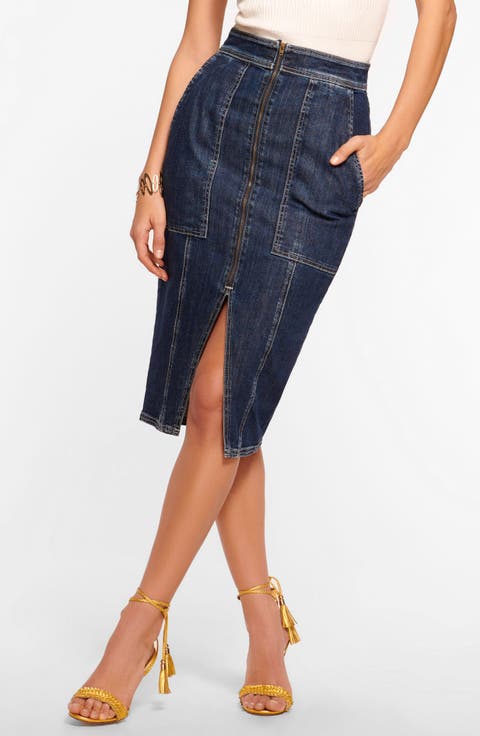 Marietta Zip Denim Skirt