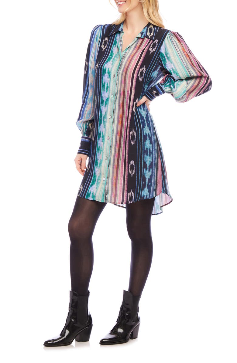 Karen Kane Printed Long Sleeve Shirtdress, Alternate, color, Print