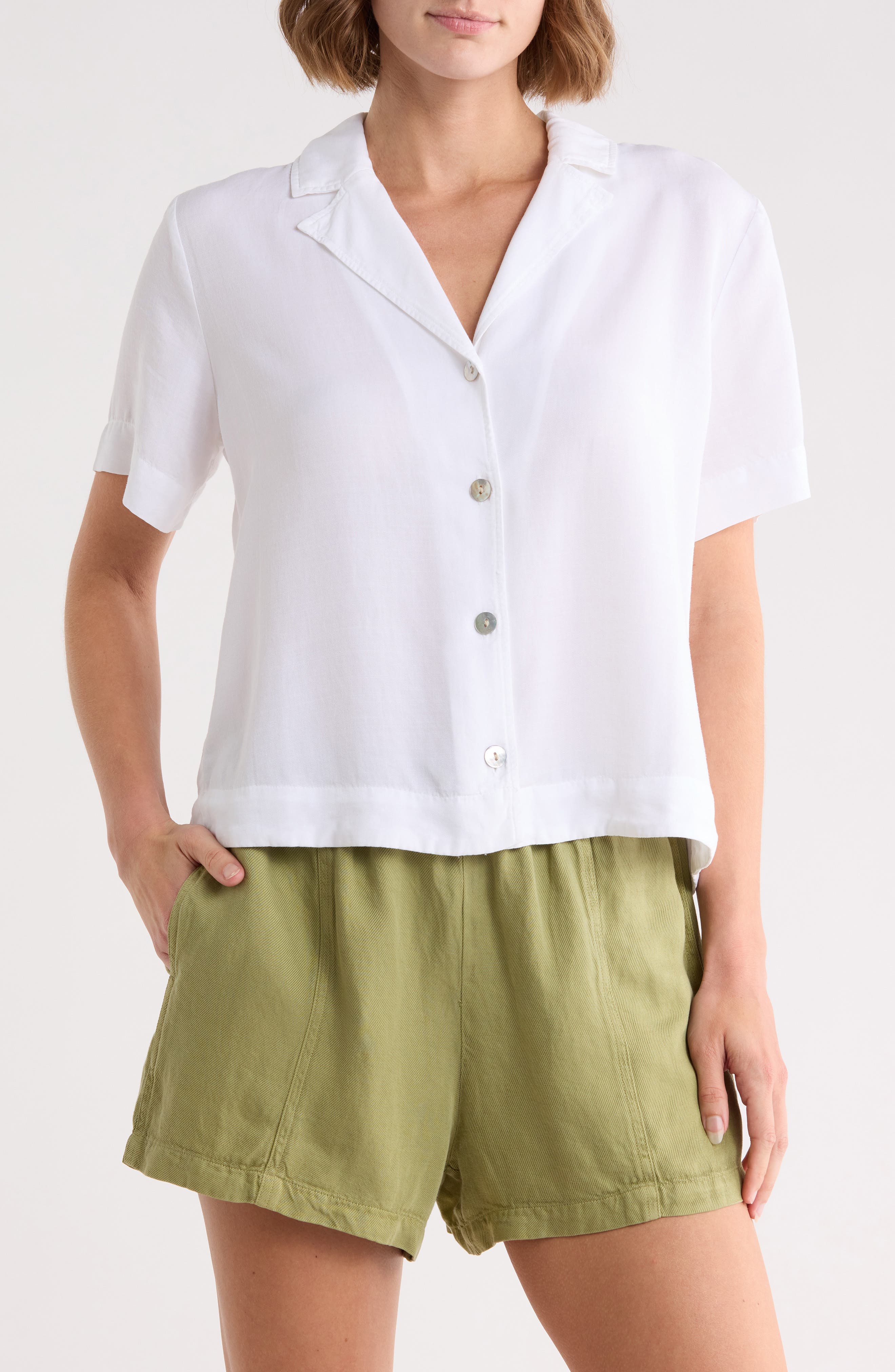 Short Sleeve Flowy Button-Up Shirt