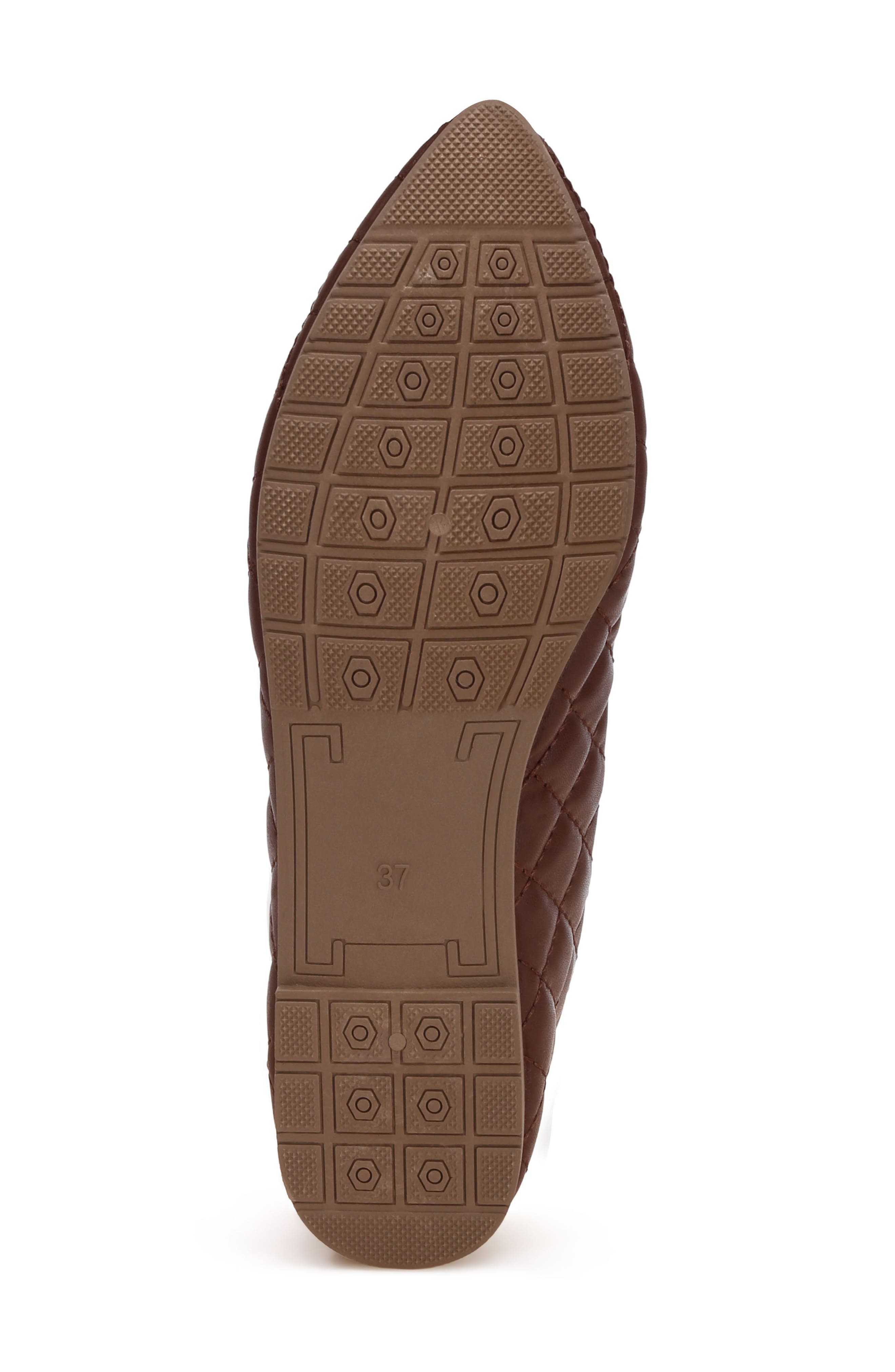 Rikhani Quilted Pointed Toe Ballet Flat, Alternate, color, BROWN