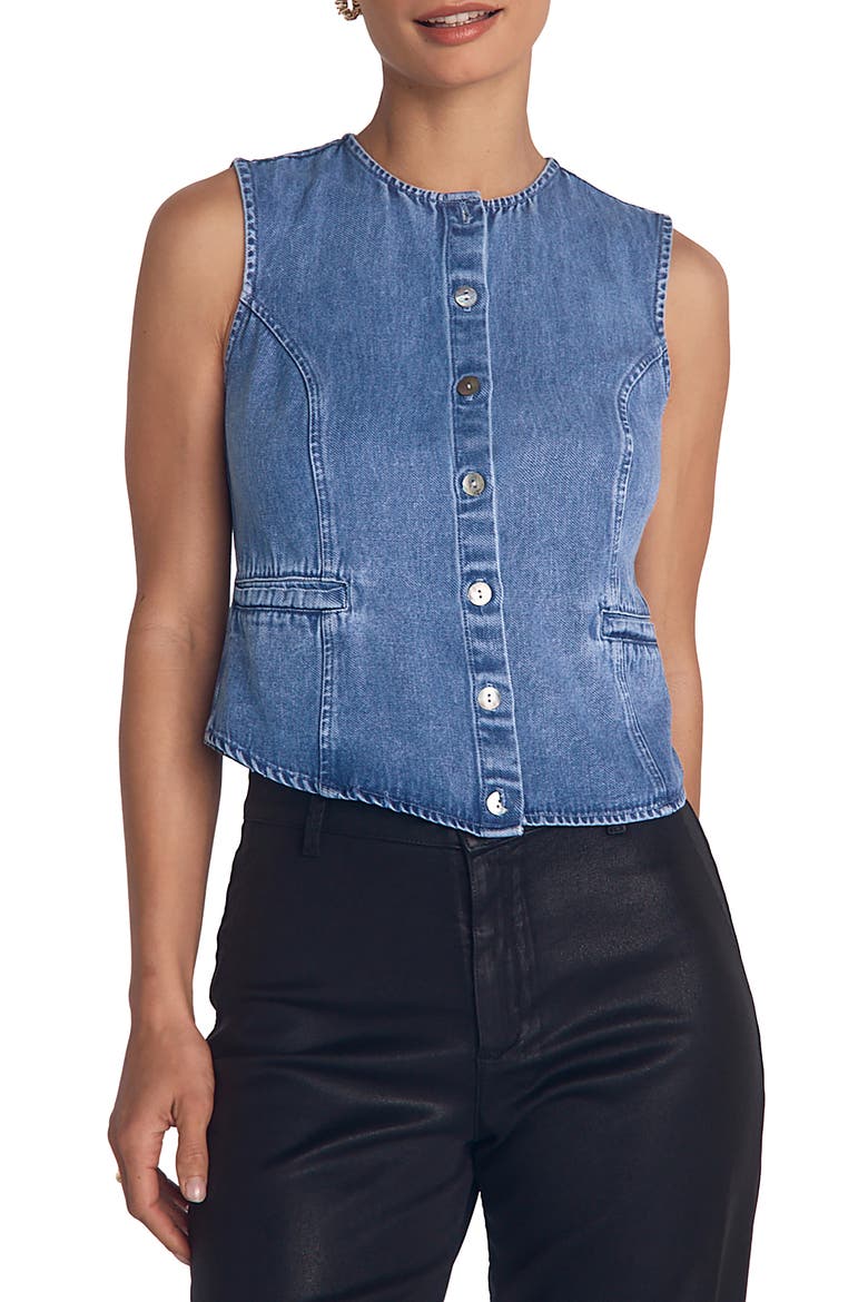 Crop Denim Vest, Main, color, MEDIUM VIN