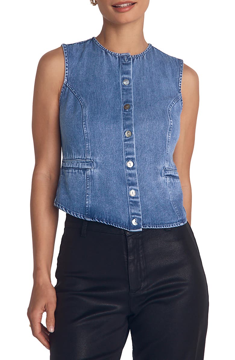 Bella Dahl Crop Denim Vest, Main, color, Medium Vintage Wash