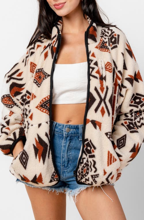 Beivy Print Fleece Jacket In Brown