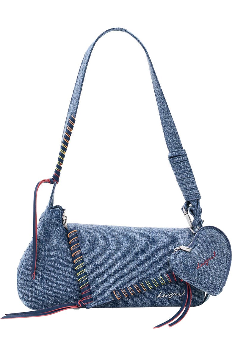 Desigual Denim Shoulder Bag, Main, color, Light Blue