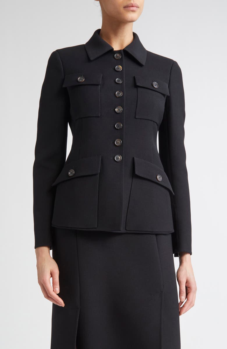 Akris Delia Double Face Virgin Wool Jacket, Main, color, Black
