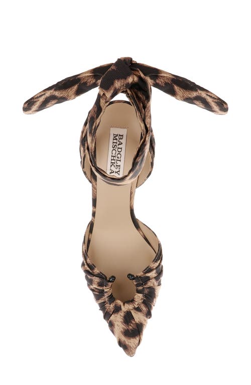 Badgley Mischka Collection Vania Ankle Wrap Pointed Toe Pump In Animal Print
