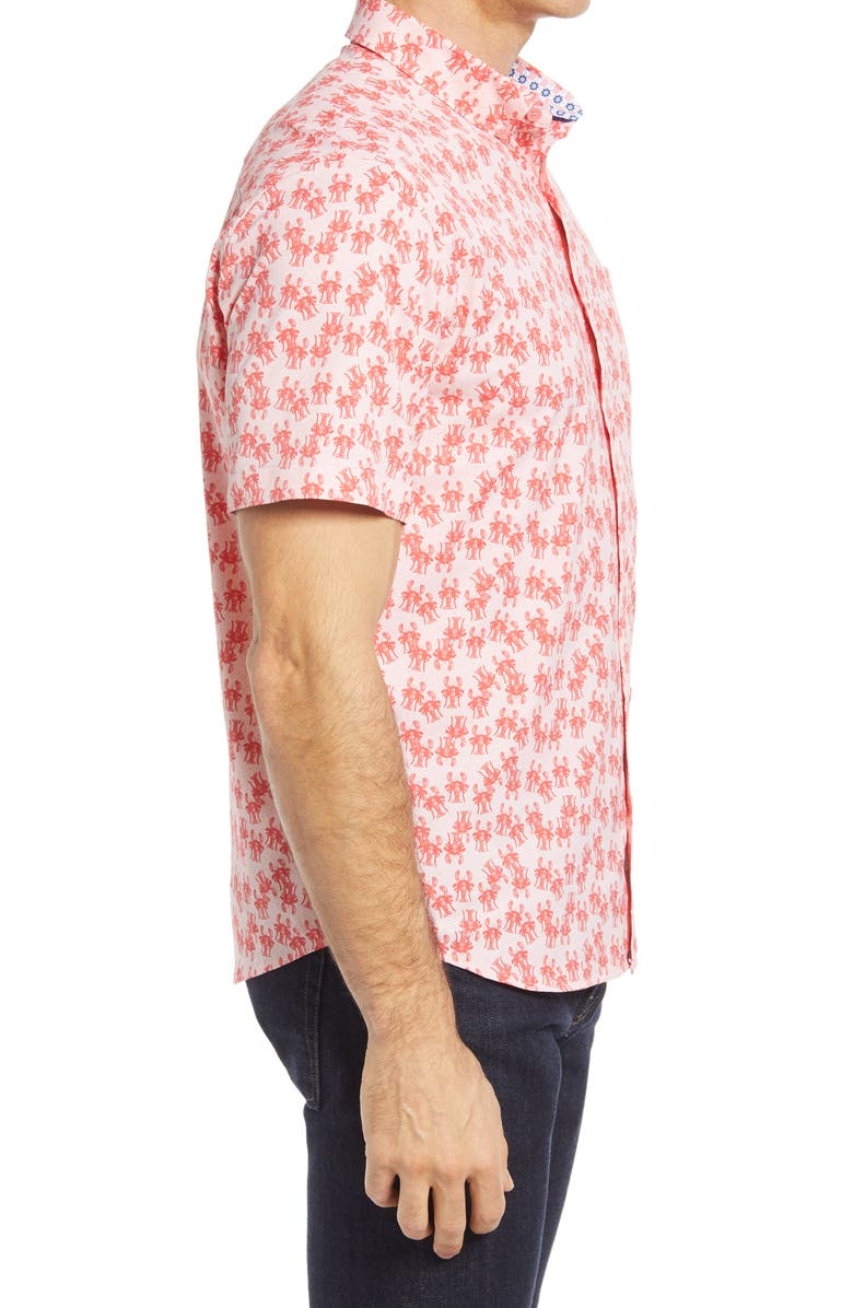 Johnston & Murphy XC4 Non-Iron Lobster Short Sleeve Button-Up Shirt, Alternate, color,