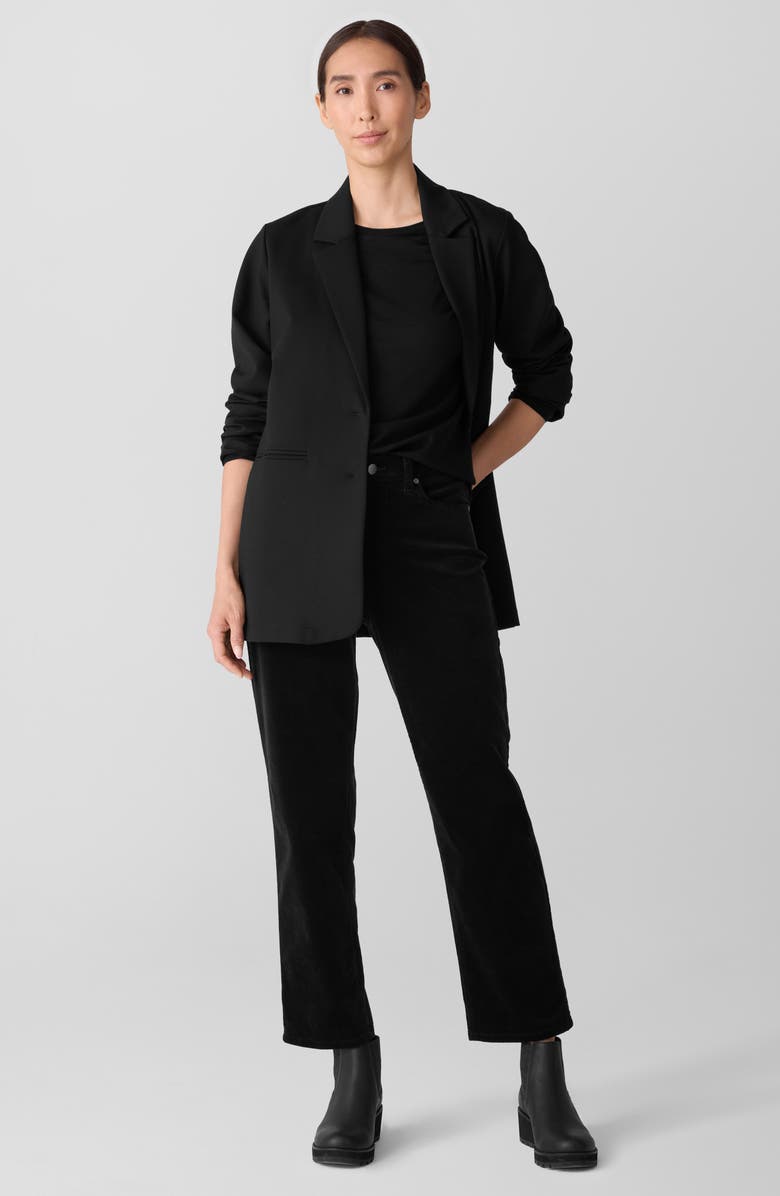 Eileen Fisher Stretch Organic Cotton Straight Corduroy Pants, Alternate, color, Black