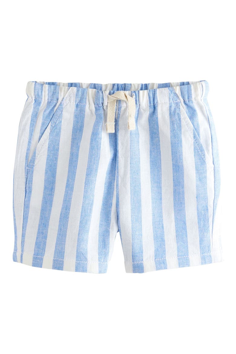 Kids' Stripe Linen & Cotton Pull-On Shorts, Main, color, BLUE