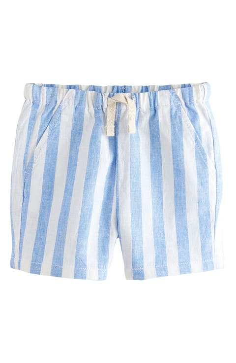 Kids' Stripe Linen & Cotton Pull-On Shorts