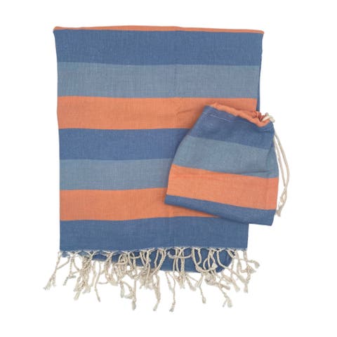 Shoreline XL Turkish Cotton Towel with Matching Pouch