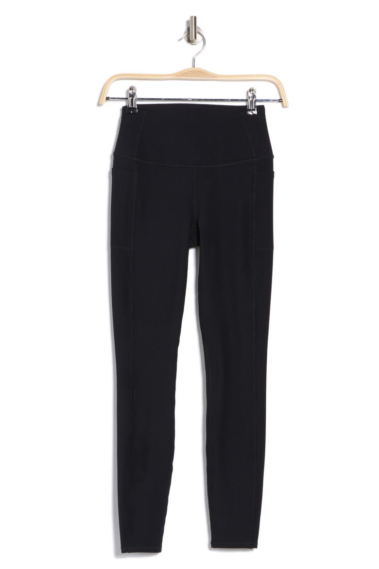 GOFLEX High Waist Pocket Ribbed Leggings, Alternate, color, BLK-BLACK