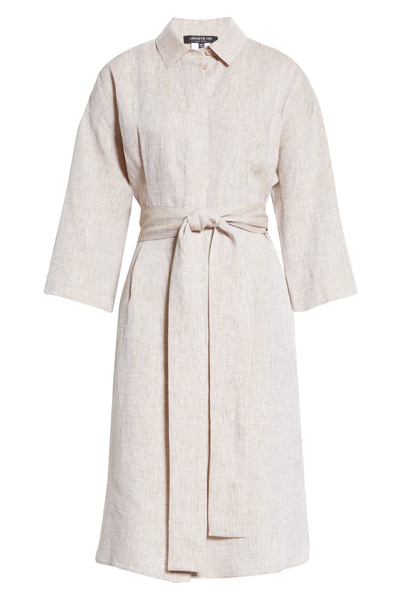 Rhodes Illustrious Linen Shirtdress, Alternate, color, SHIITAKE MELANGE