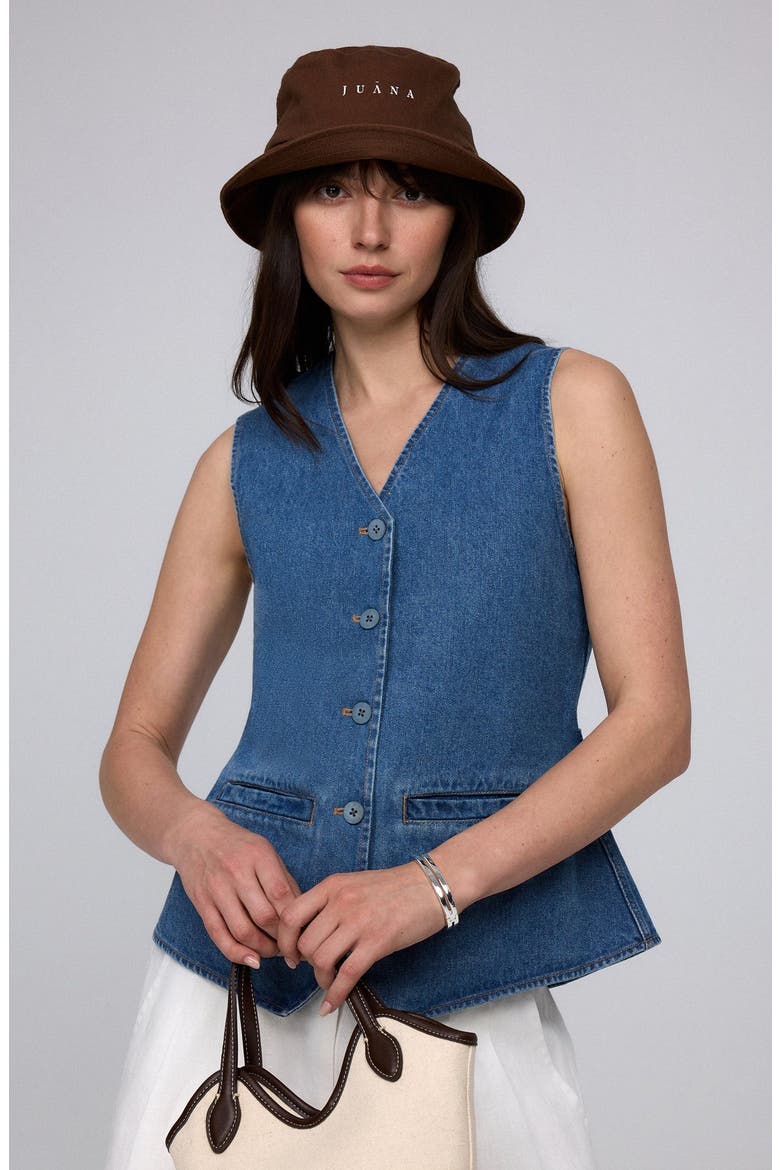 Denim Atelier Vest, Main, color, Light Blue Denim