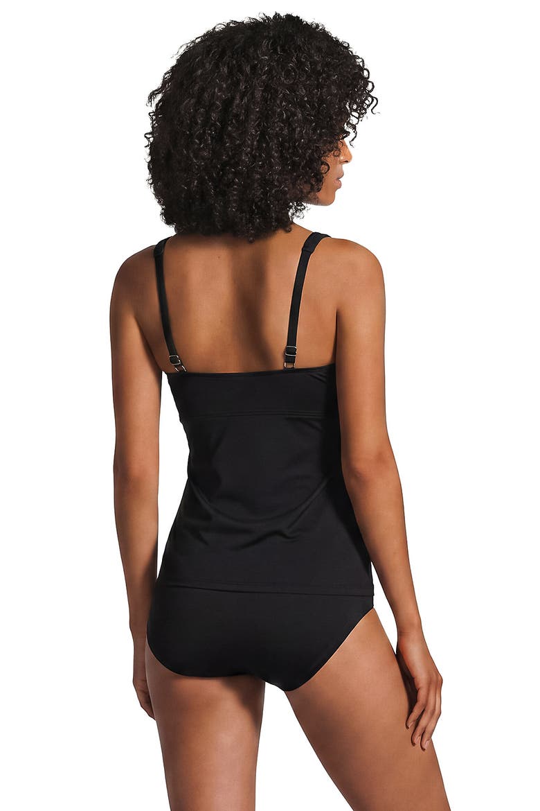 Long Torso Sweetheart Wrap Underwire Tankini Top, Alternate, color, Black