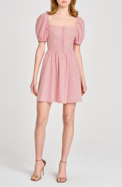 WAYF WAYF LEONIE PRINT PUFF SLEEVE LINEN BLEND MINIDRESS 