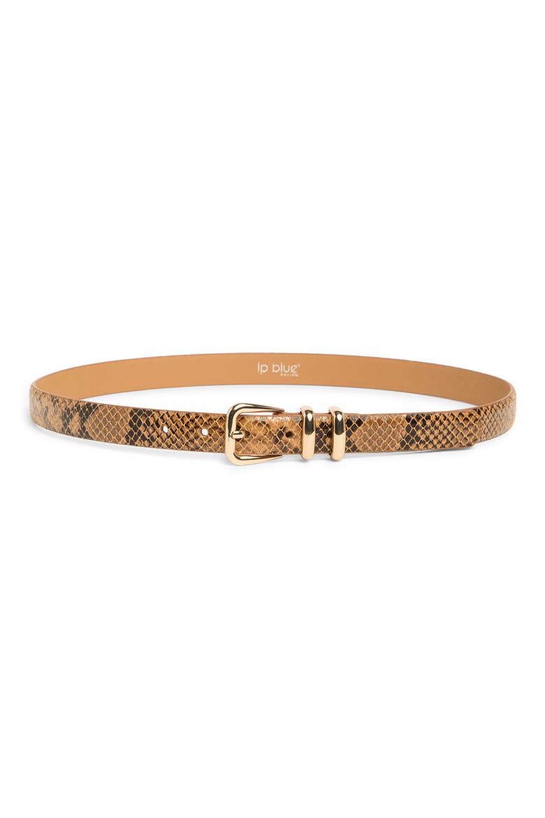 Faux Python Print Keeper Belt, Main, color, CAMEL SNAKE