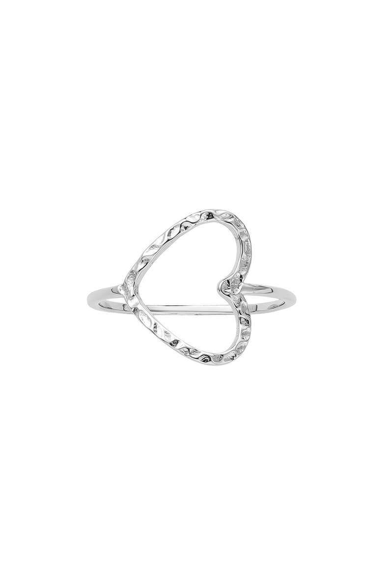 Hammered Open Heart Pendant Ring, Alternate, color, SILVER