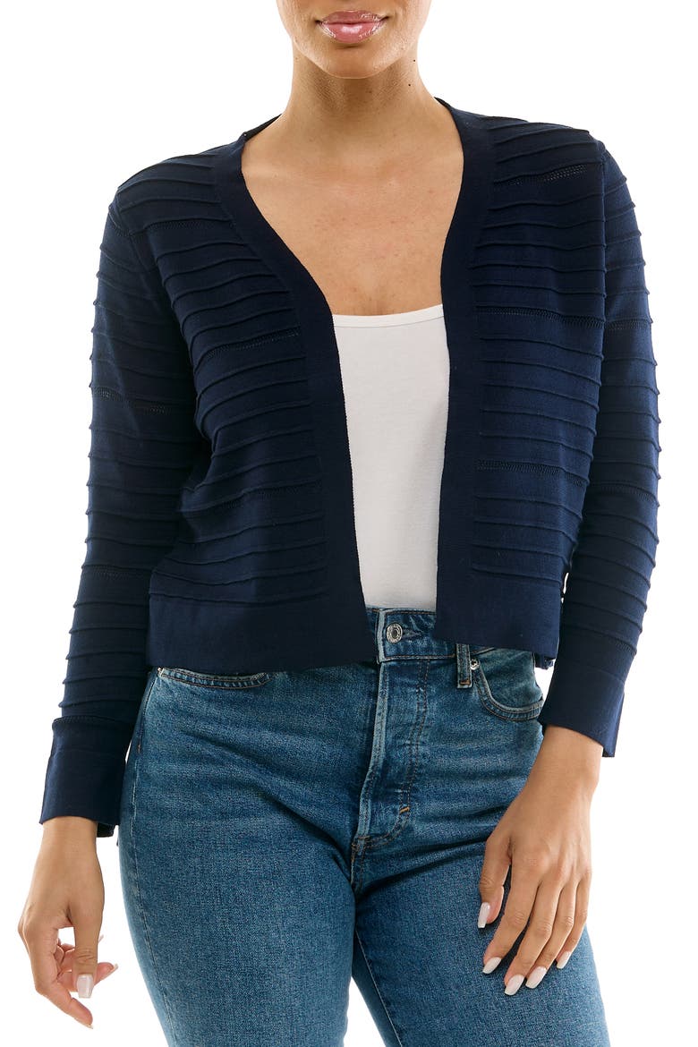 Ottoman Knit Bolero Cardigan, Main, color, NAVY