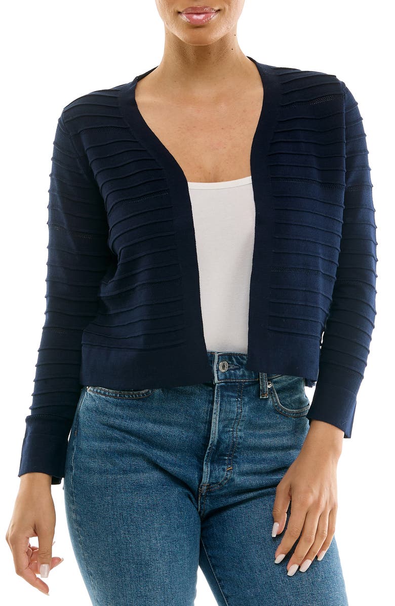 Nina Leonard Ottoman Knit Bolero Cardigan, Main, color, Navy