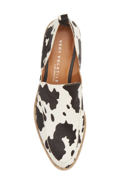 Volatile Very Valegro Genuine Calf Hair Loafer In Black White Cow