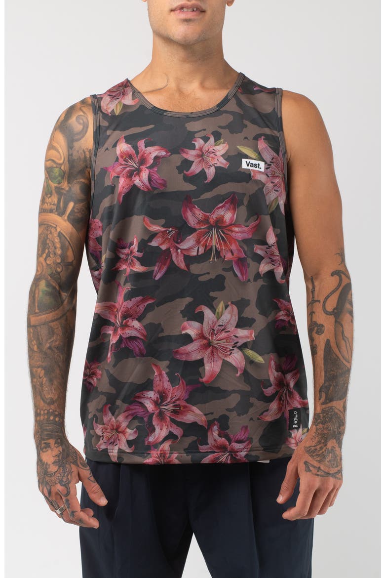 Aqua Terra Floral Blend Camo Performance Tank, Main, color, CAMO