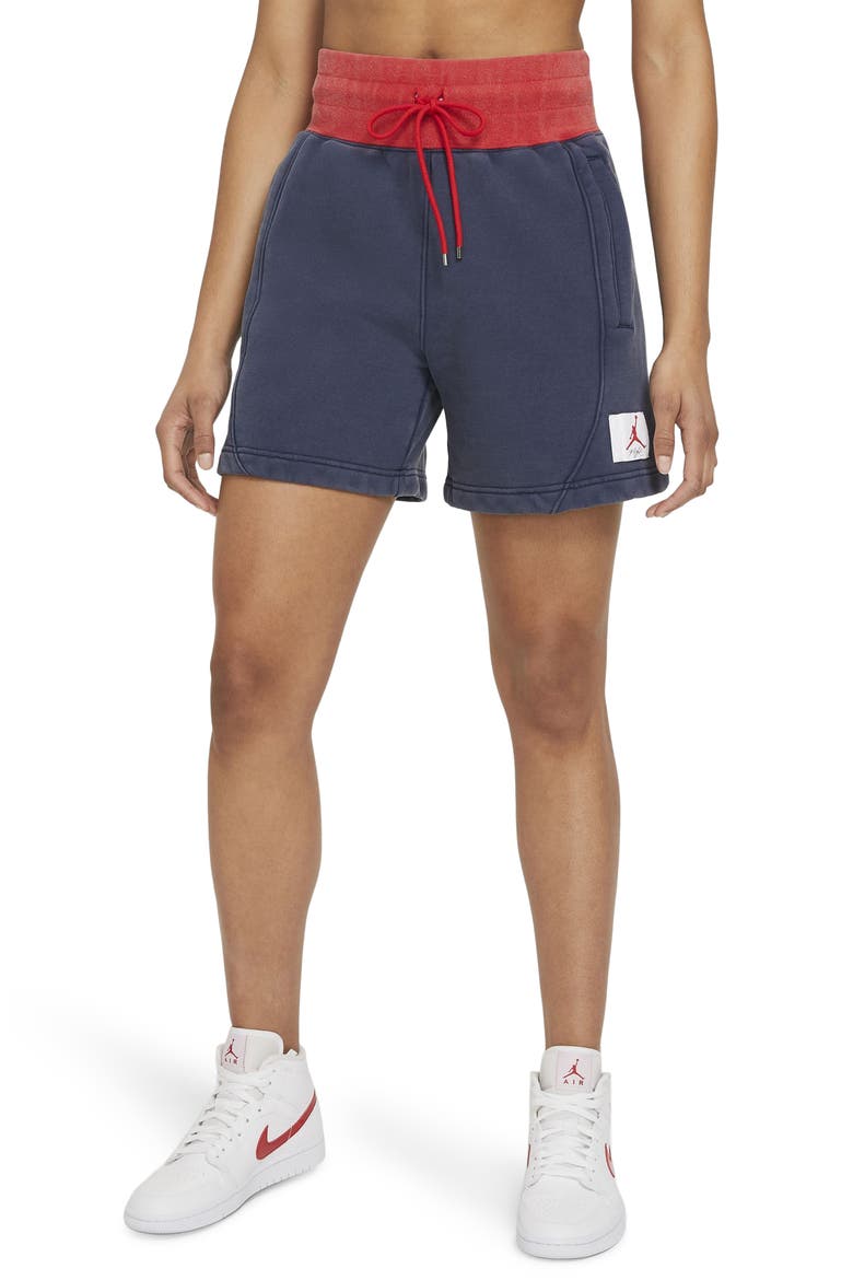 Flight Fleece Shorts, Main, color, MIDNIGHT NAVY/ RED