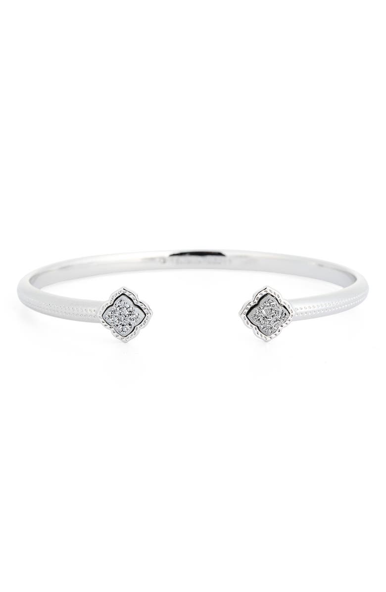 Kendra Scott Mallory Stone Cuff Bracelet, Main, color, Rhod Platinum Drusy