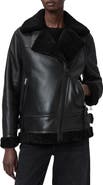 AllSaints Sola Oversize Genuine Shearling Biker Jacket