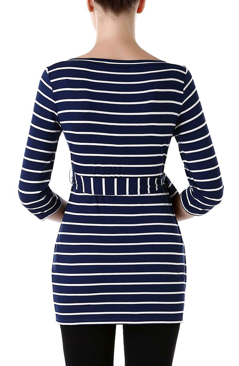 Kimi & Kai Whitney Striped Boatneck Maternity Top, Alternate, color, Navy Ivory