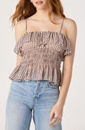 ASTR the Label Carmelitha Ditsy Floral Gingham Ruffle Trim Peplum Top