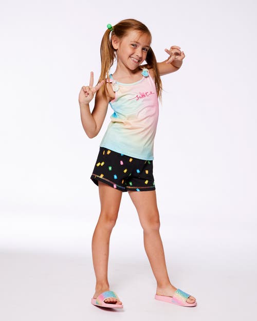Deux Par Deux Girl's Tank Top With Knots Multicolored Tie Dye In Multicolored Tie Dye