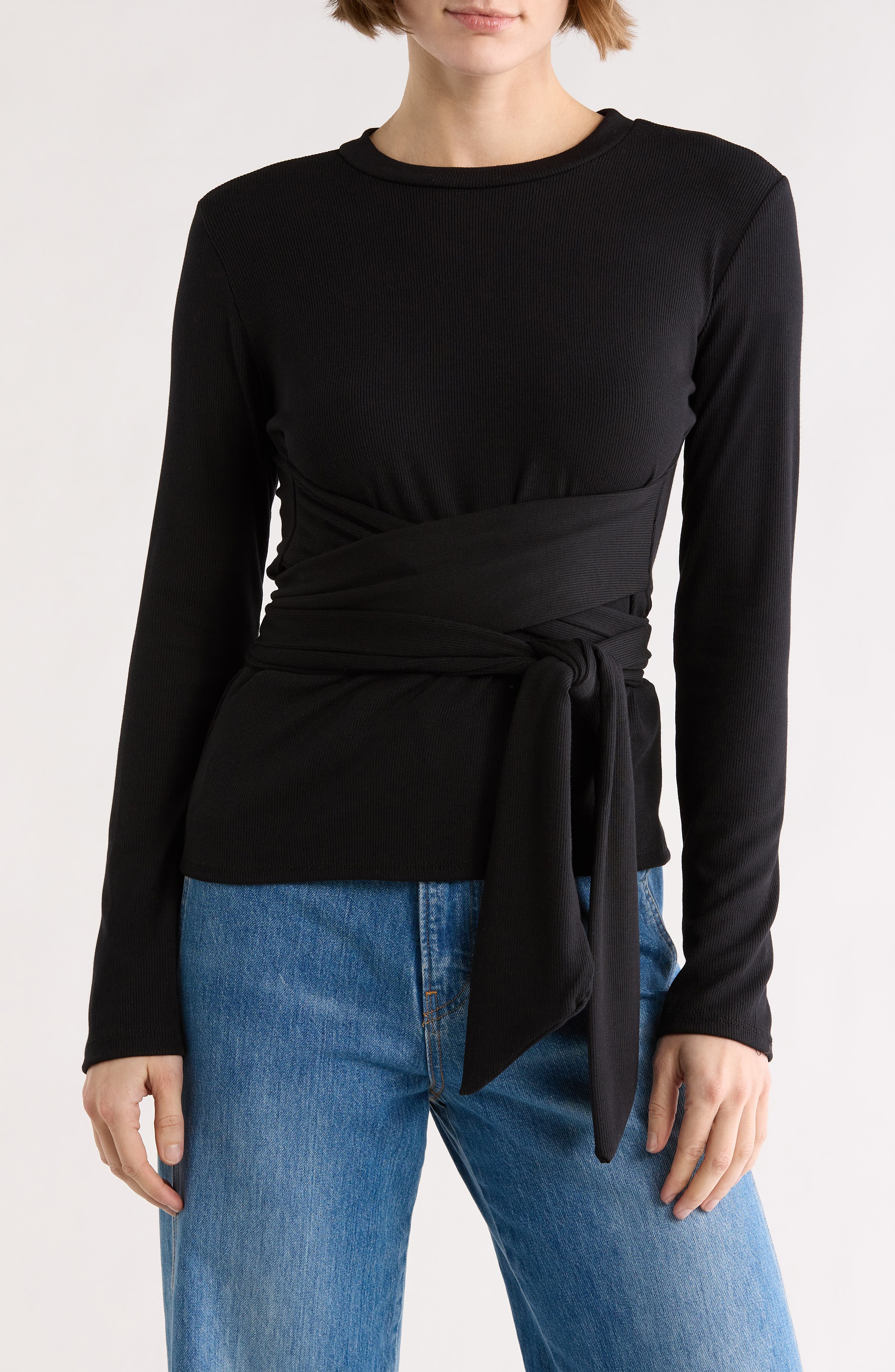 GO COUTURE Tie Front Knit Sweater