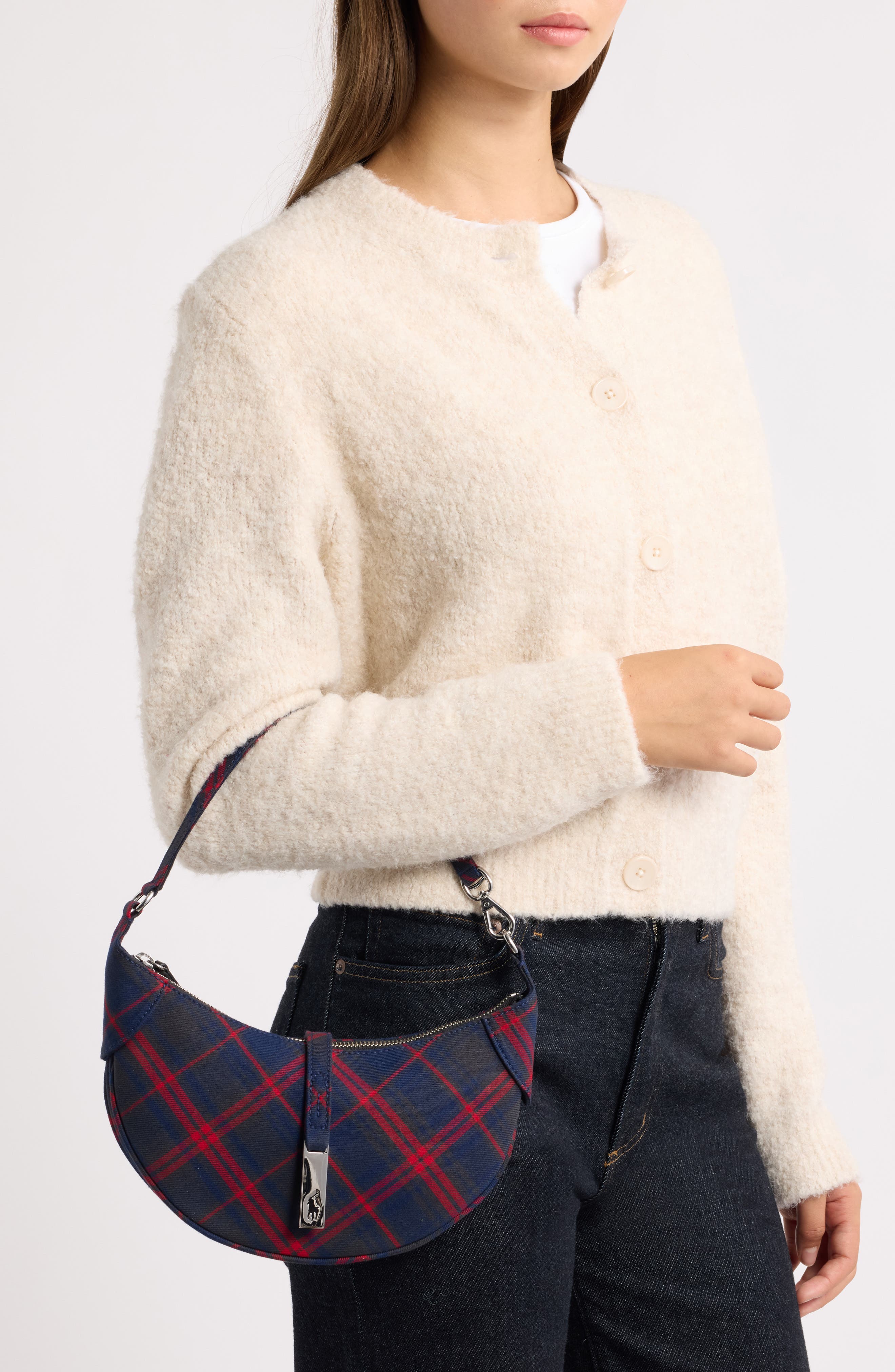 Mini Polo ID Plaid Twill Shoulder Bag, Alternate, color, MULT PLAID