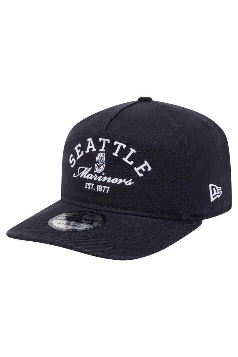 Men's New Era Navy Seattle Mariners Stacked 19TWENTY Adjustable Hat, Main, color, Navy