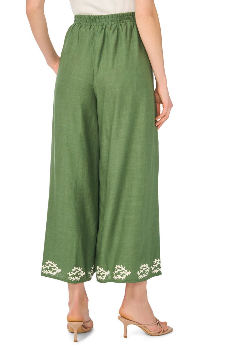 Leaf Print Hem Pants, Alternate, color, MYRTLE