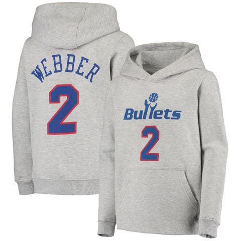 Youth Mitchell & Ness Chris Webber Heathered Gray Washington Bullets Hardwood Classics Name & Number Pullover Hoodie