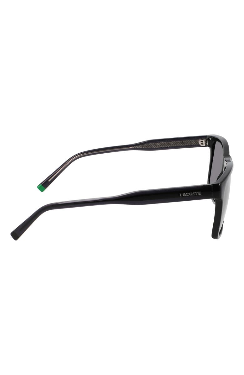 Lacoste Casual Elegance 56mm Rectangular Sunglasses, Alternate, color, Black