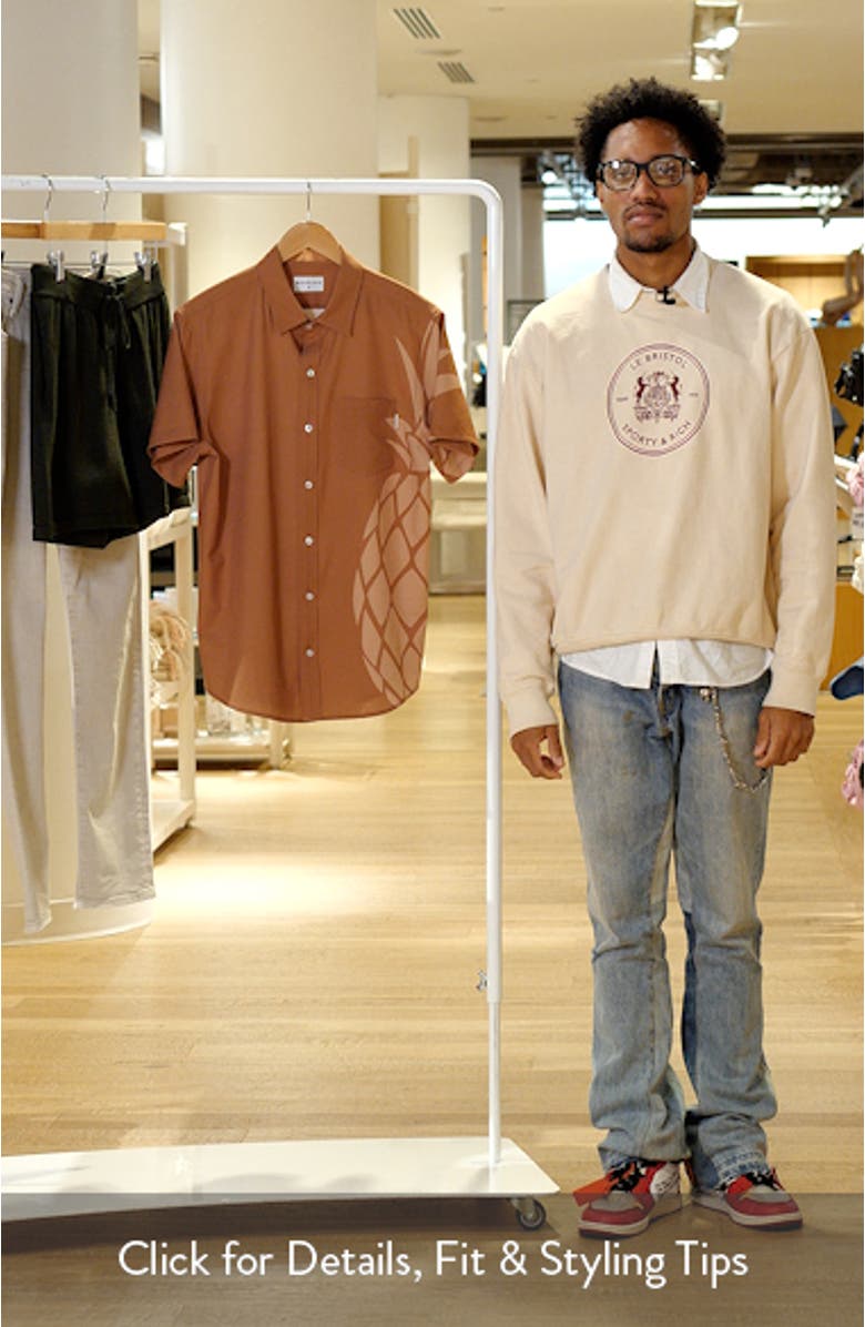 Sand Pineapple Weekend Short Sleeve Performance Button-Up Shirt, sales video thumbnail